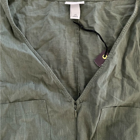 Ava + Viv NEW Olive Green Adjustable Belt Zip Closure Jumpsuit - Picture 3 of 6